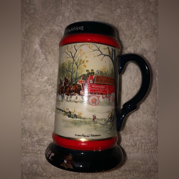 Budweiser Beer Stein Mug 1990 Budweiser beer-stein pre-owned - Picture 4 of 14